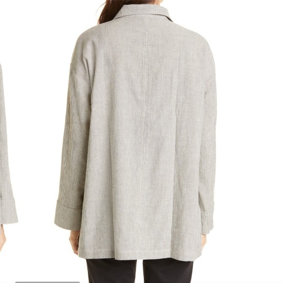 Eileen Fisher Stand Collar Organic Cotton & Linen Jacket - Picture 6 of 7